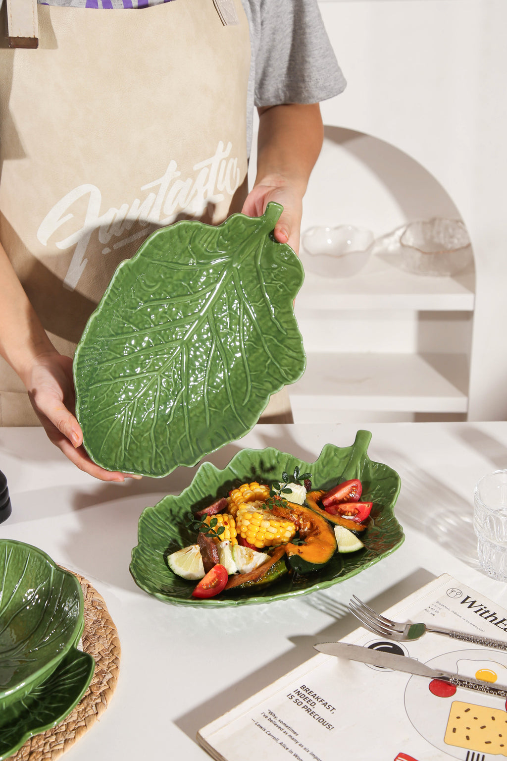2 pcs leaf plate