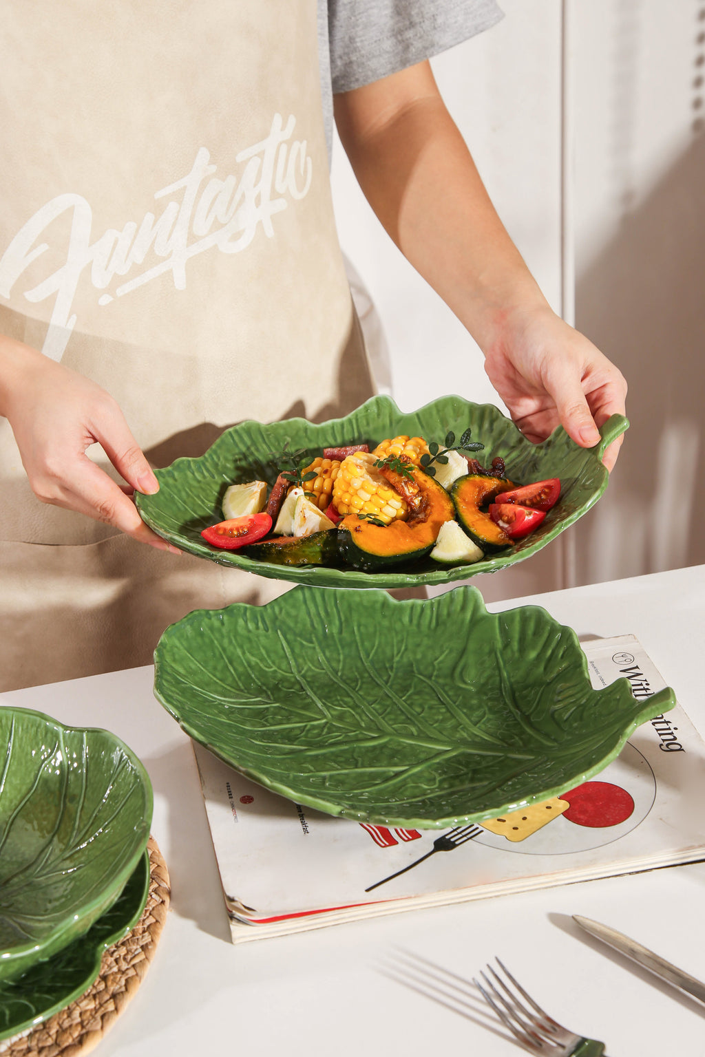 2 pcs leaf plate